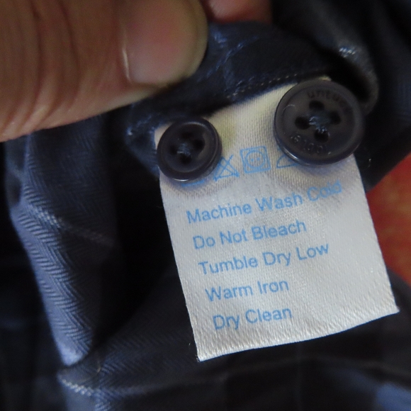 Twillory Untuck(able) Navy Plaid Stretch Tailored Fit Button-Up Shirt Size M - Picture 7 of 8